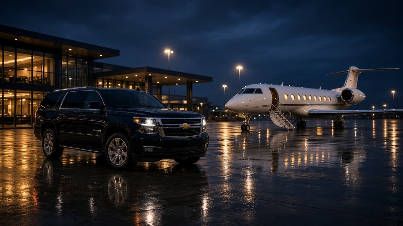 Black Suburban used for professional airport transfer